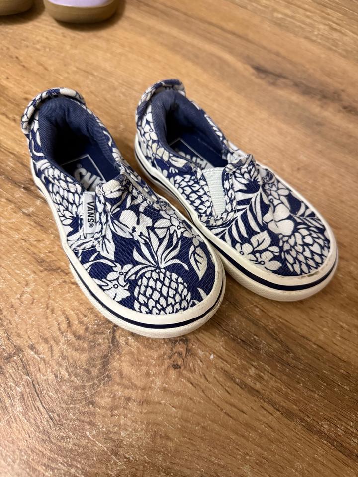 Слипоны Vans в цветочный принт, синий/белый