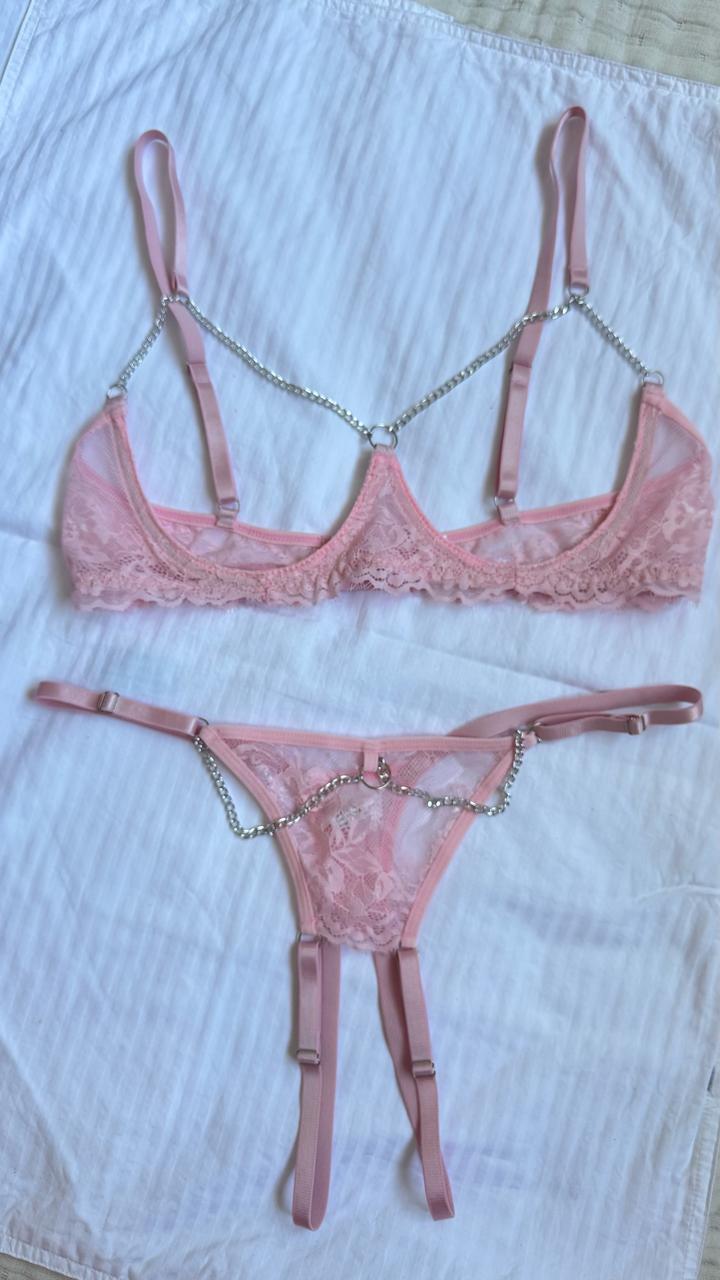 Lingerie Комплект кружевного нижнего белья с цепями