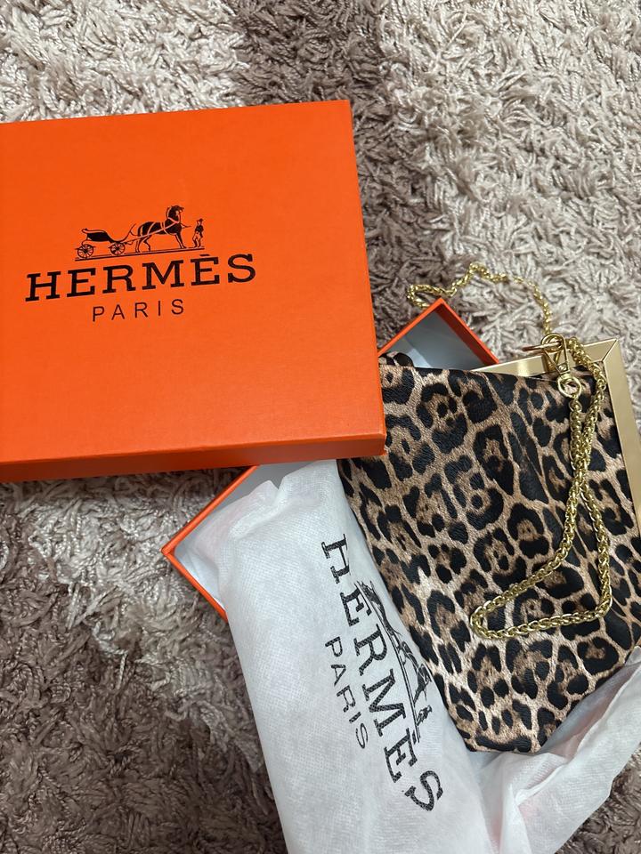 Hermès Клатч с леопардовым принтом