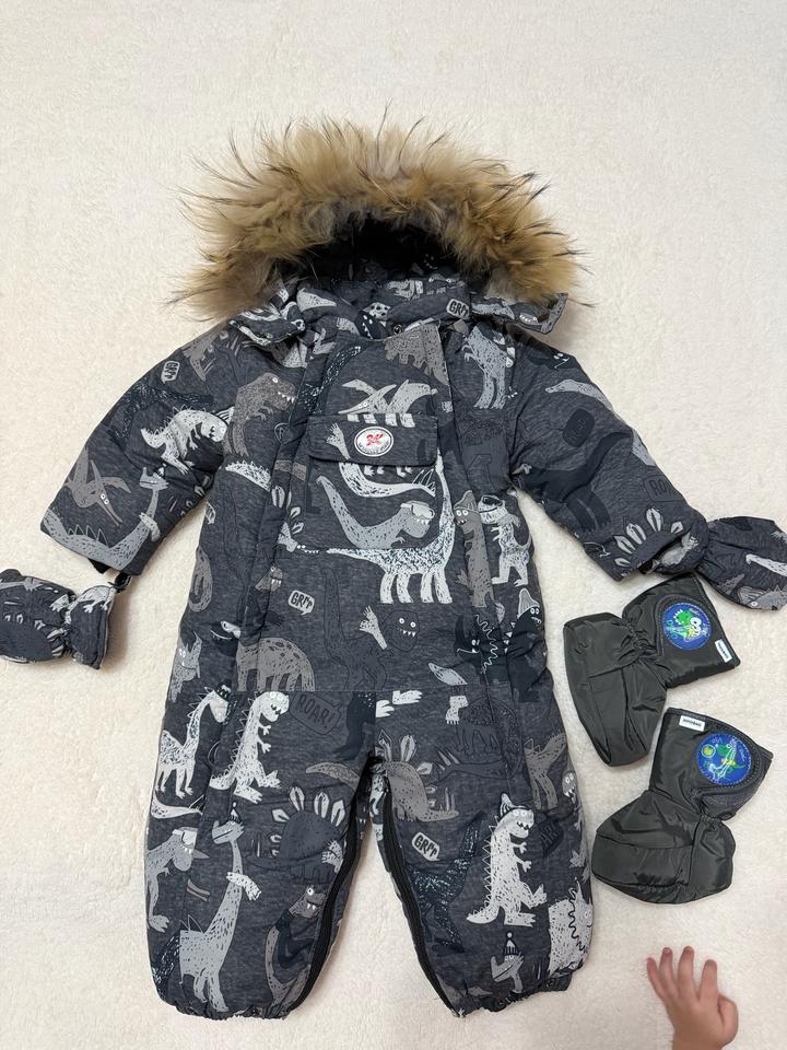 3K winter king Зимний детский комбинезон с динозаврами