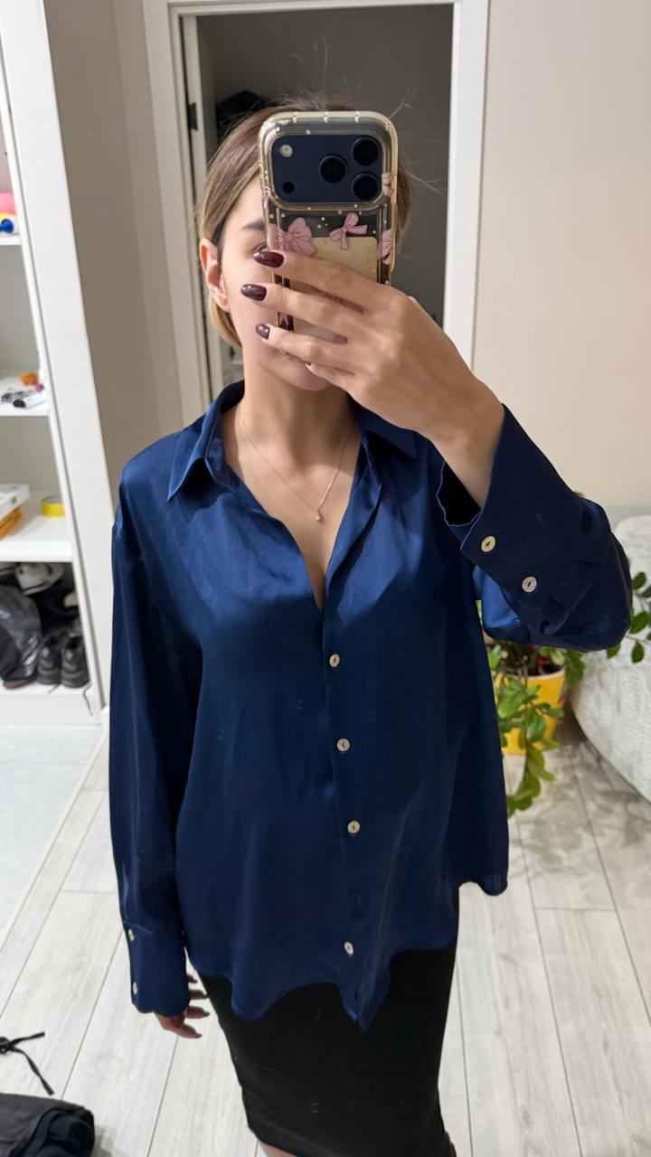 Атласная рубашка zara