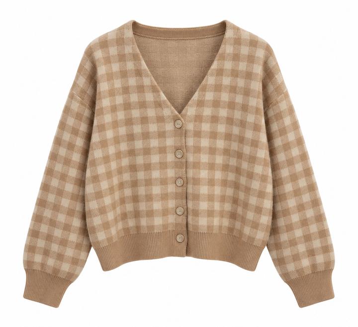 SHEIN Кардиган в клетку бежевый