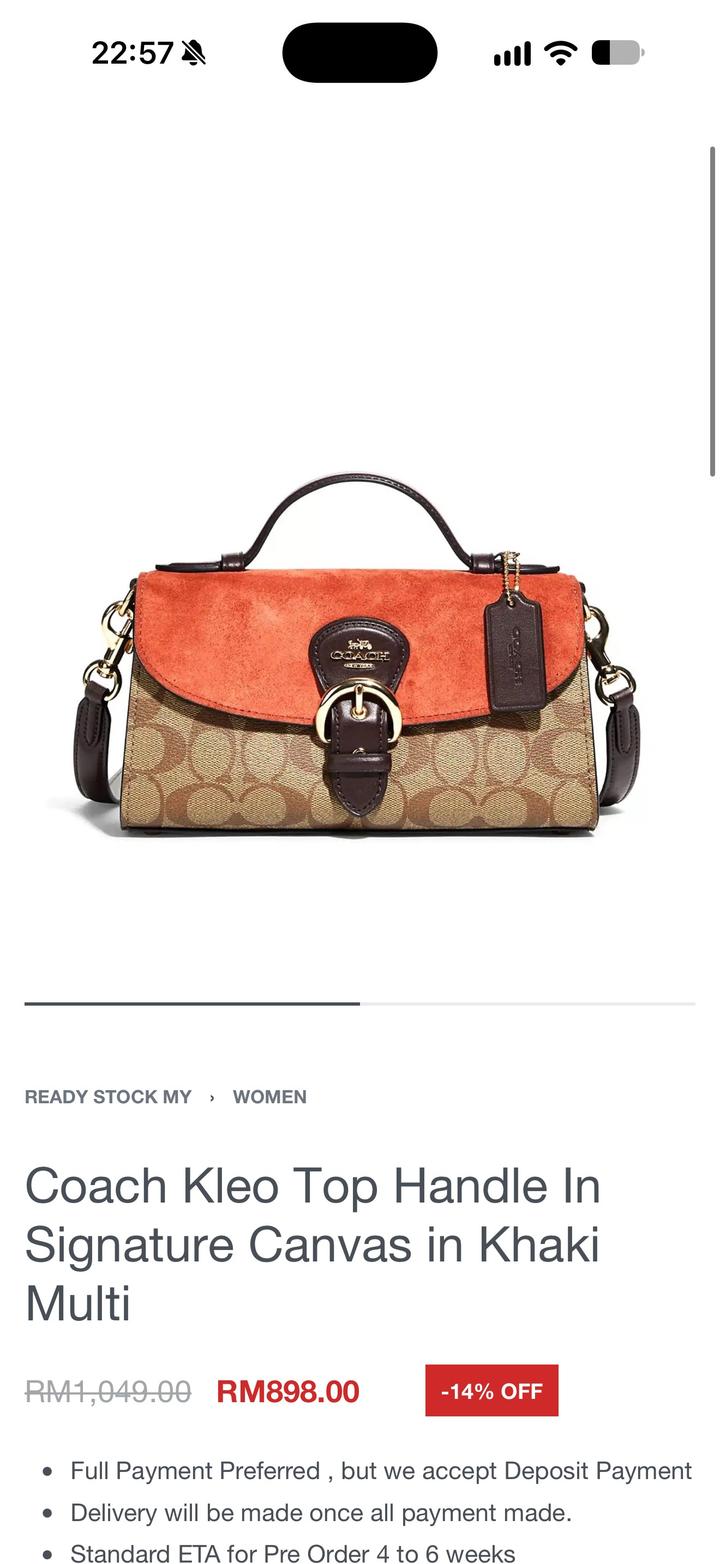 Сумка Coach Kleo Top Handle
