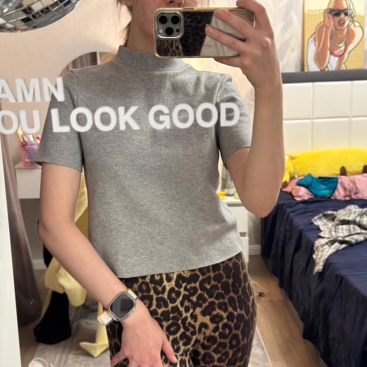 Zara джемпер с коротким рукавом плотная ткань