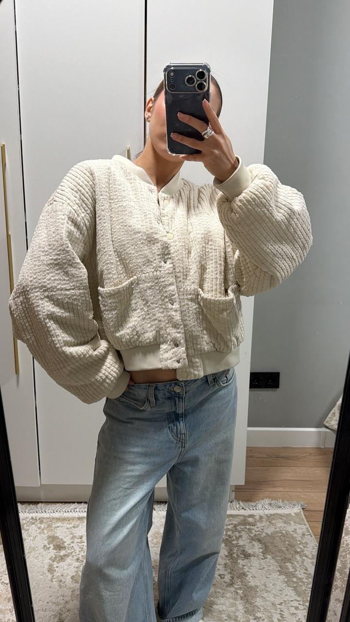 H&M Укороченный теплый вельветовый бомбер