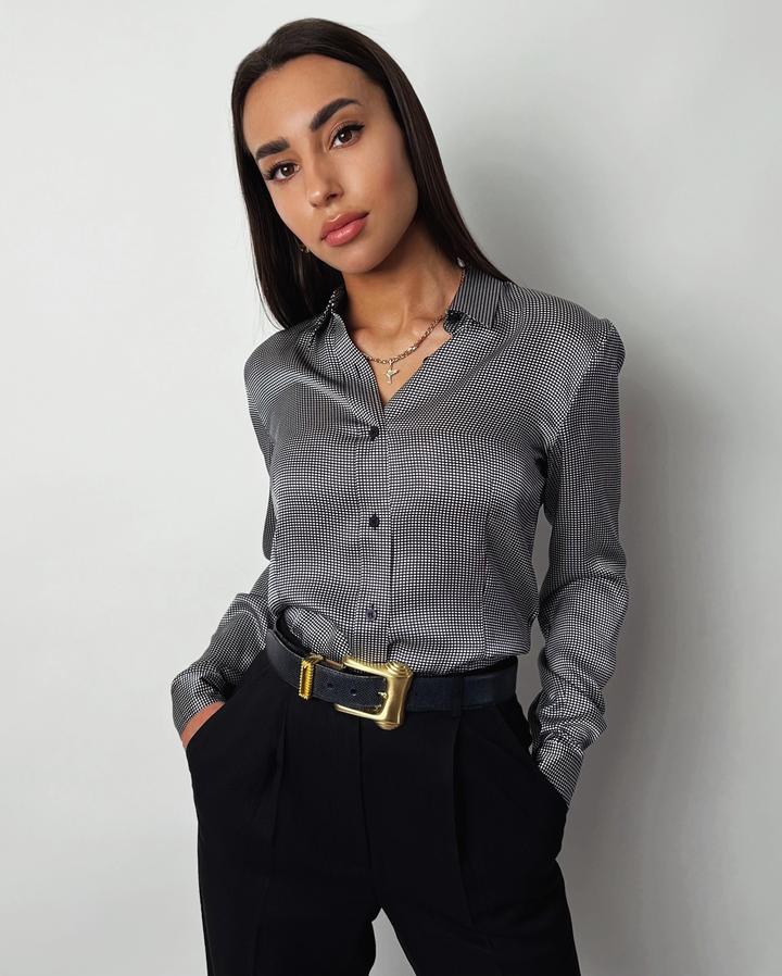 Шелковая блуза Anne Klein в клетку