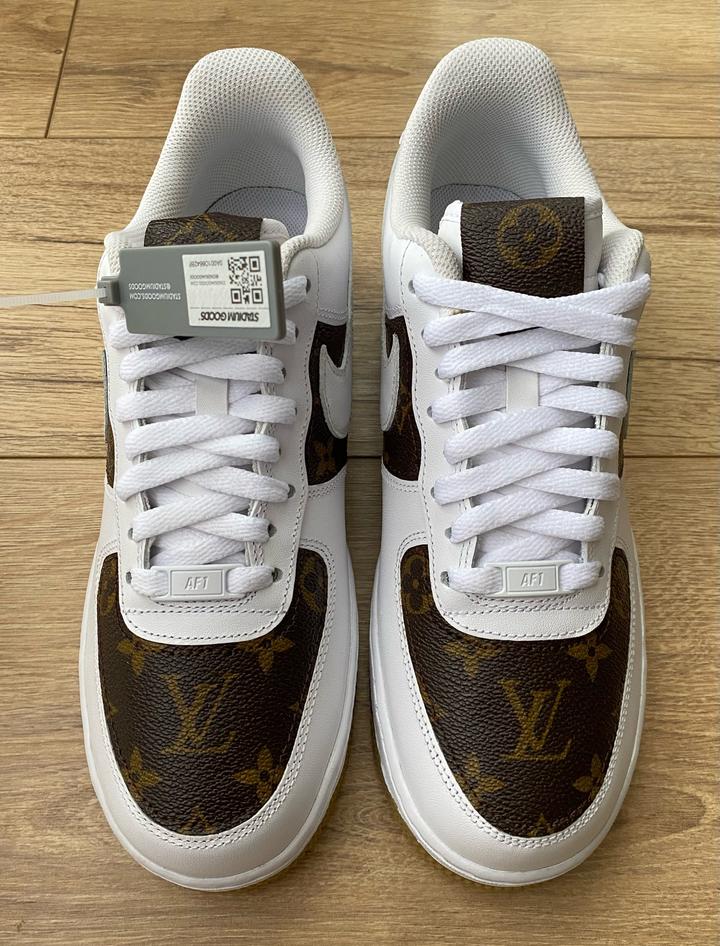 Мужские кроссовки кастомные LV x Nike Air Force 1 Low 07 White Gum US 8.5 EUR 42