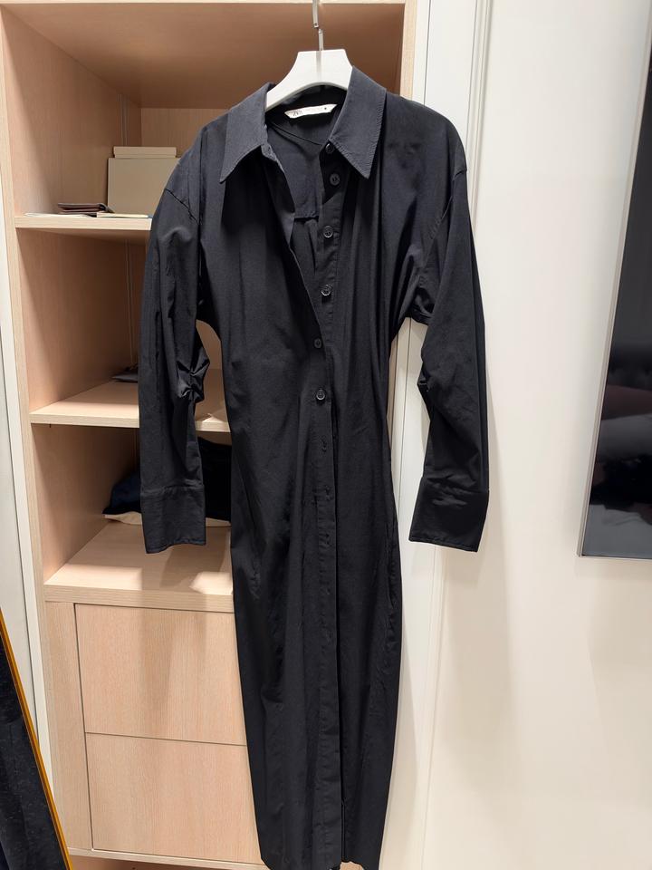 Черное платье рубашка zara