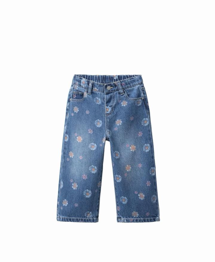 Zara Джинсы с цветочным принтом для девочки