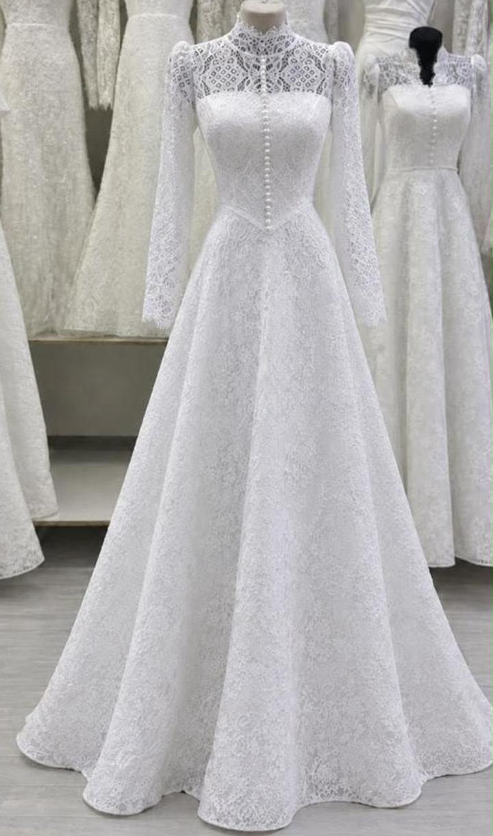 AkMaral bridal Свадебное кружевное платье с длинным рукавом