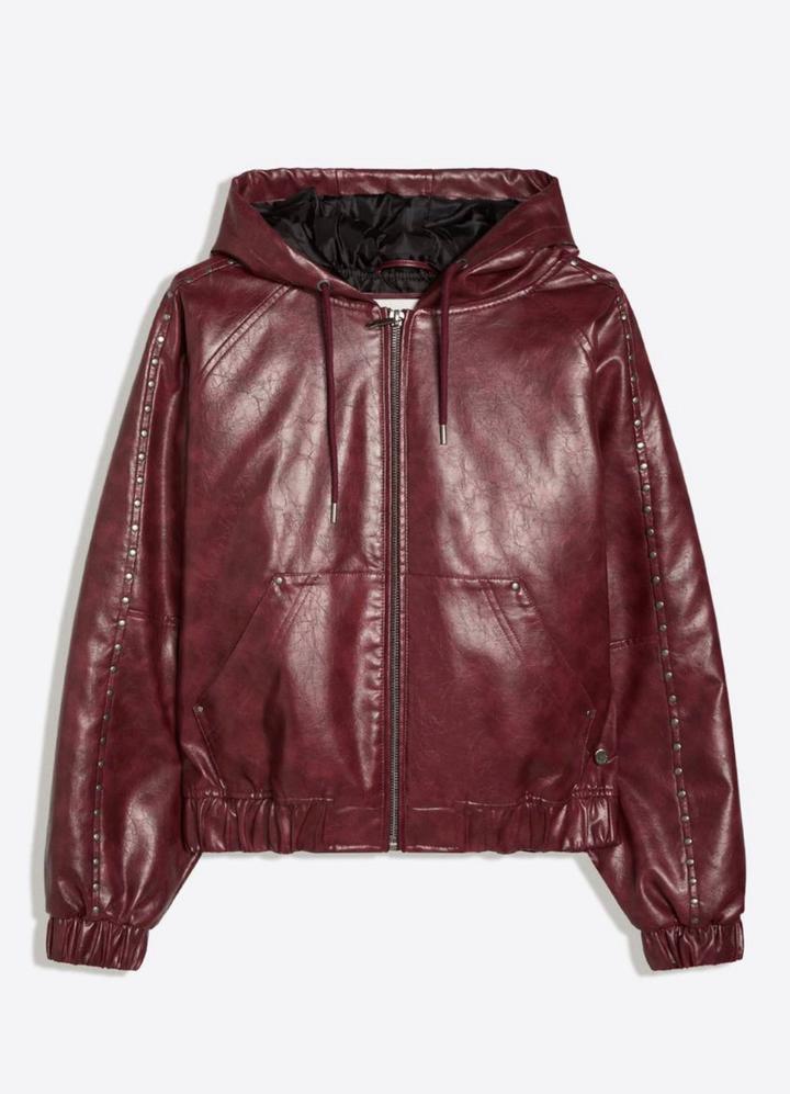 Bershka Куртка из экокожи с капюшоном