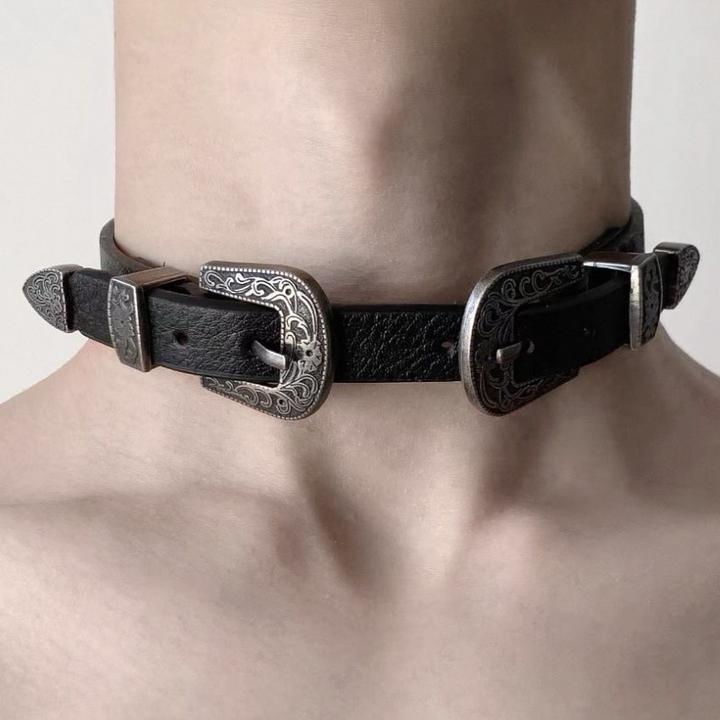 Чокер с металлическими пряжками в винтажном стиле y2k punk goth