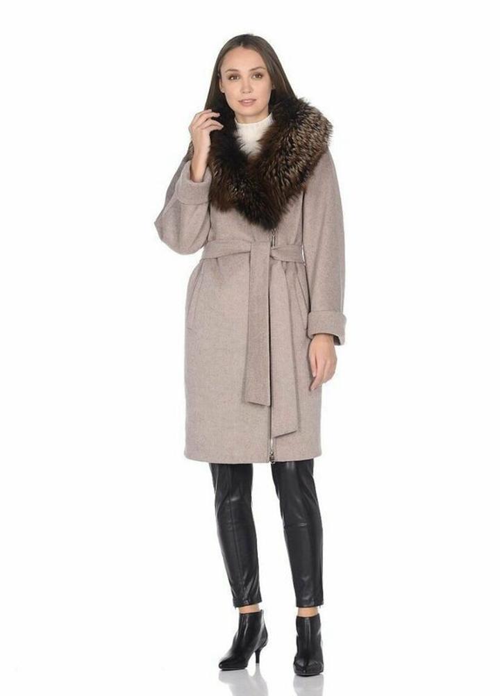 prima women Зимнее шерстяное пальто с мехом чернобурки (р. 44)