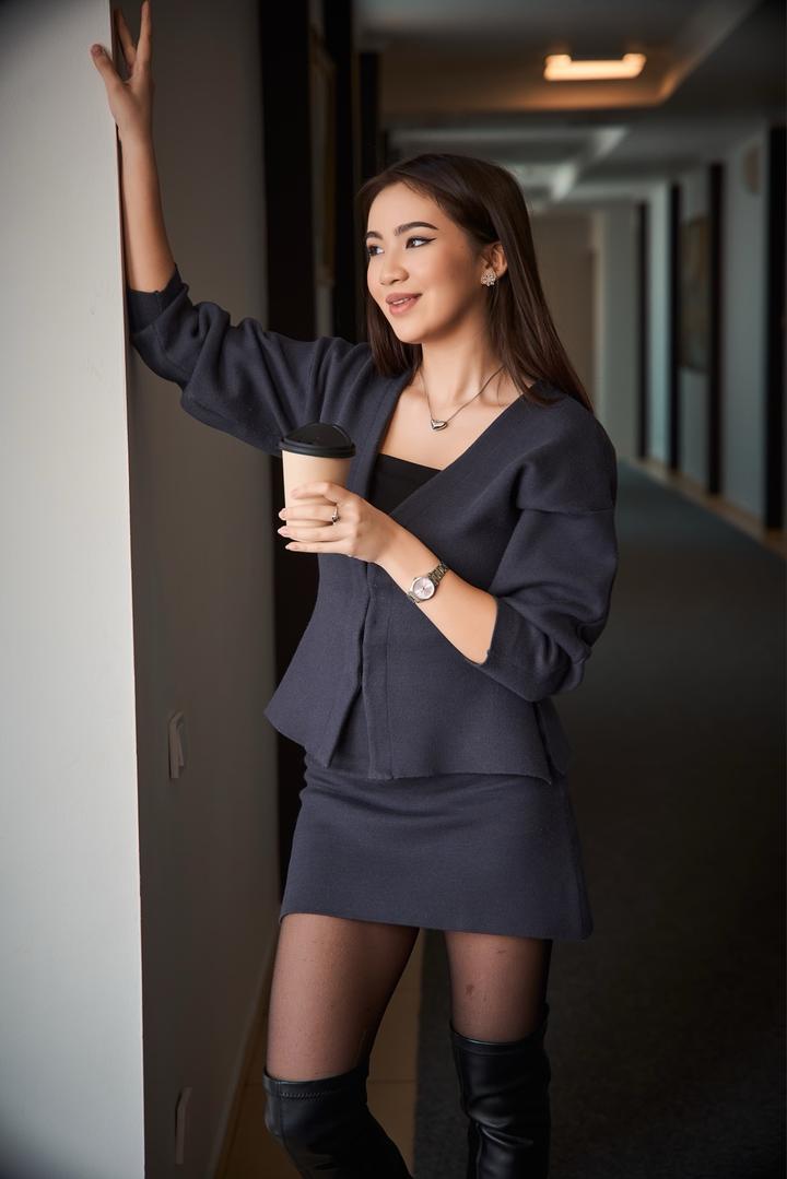 Трикотажный костюм двойка с юбкой Zara