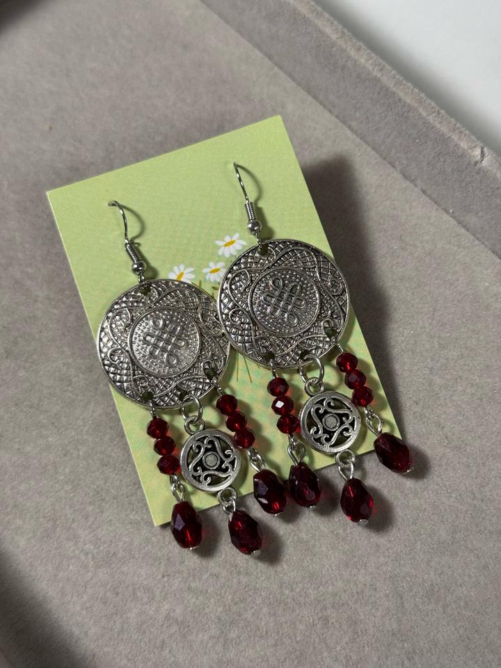 bopay_khanym Серьги с подвесками и красными кристаллами қазақша