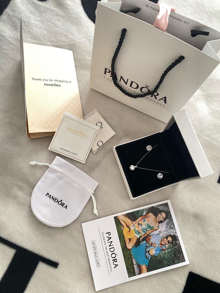 Набор цепь с серьгами pandora