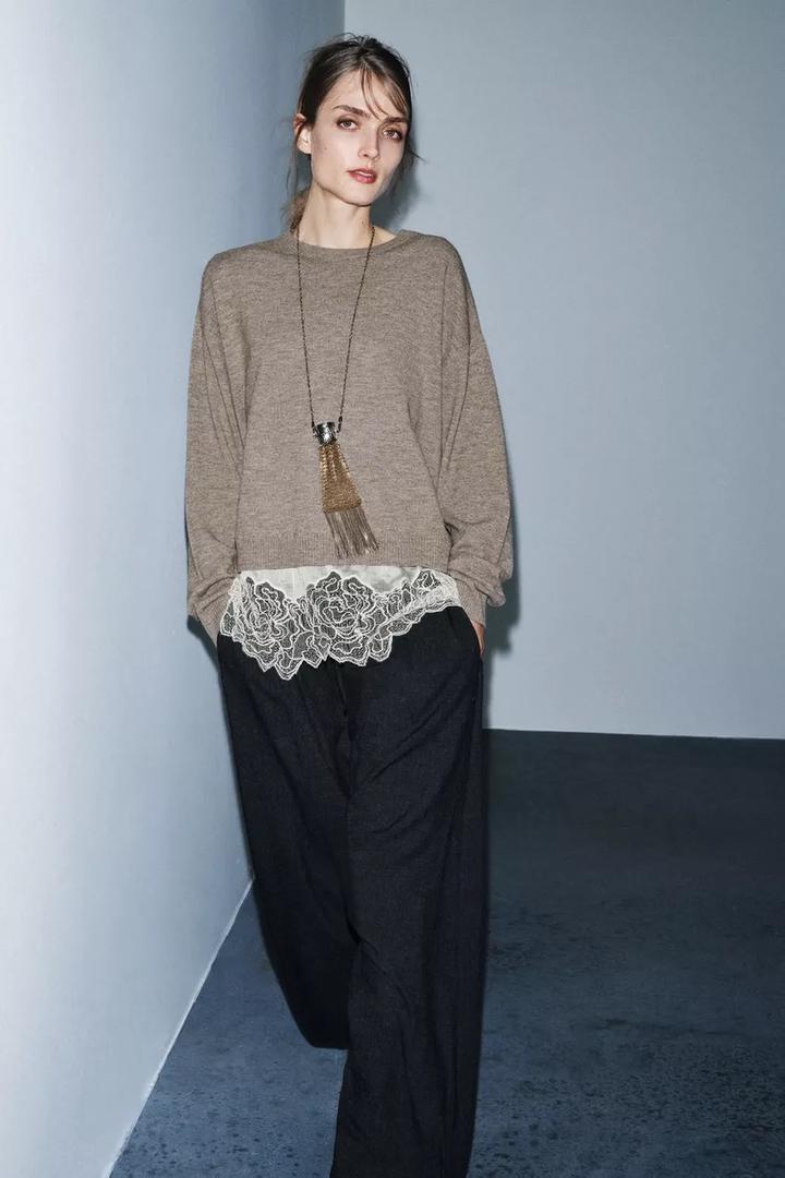Свитер с кружевами Zara