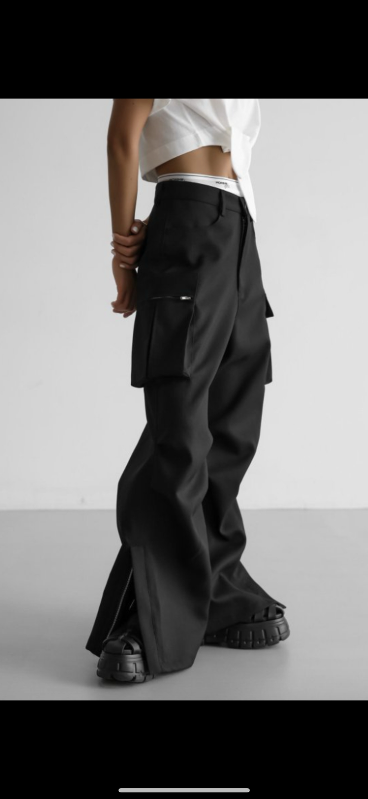 Карго штаны черные - Papermoon