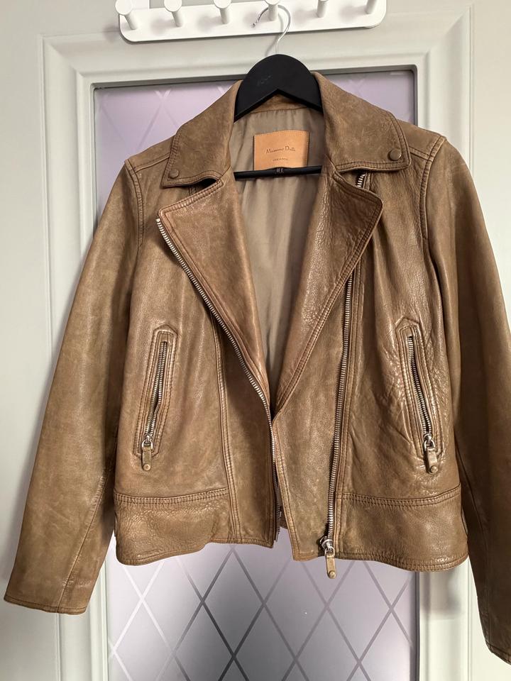 Кожаная куртка Massimo Dutti, хаки