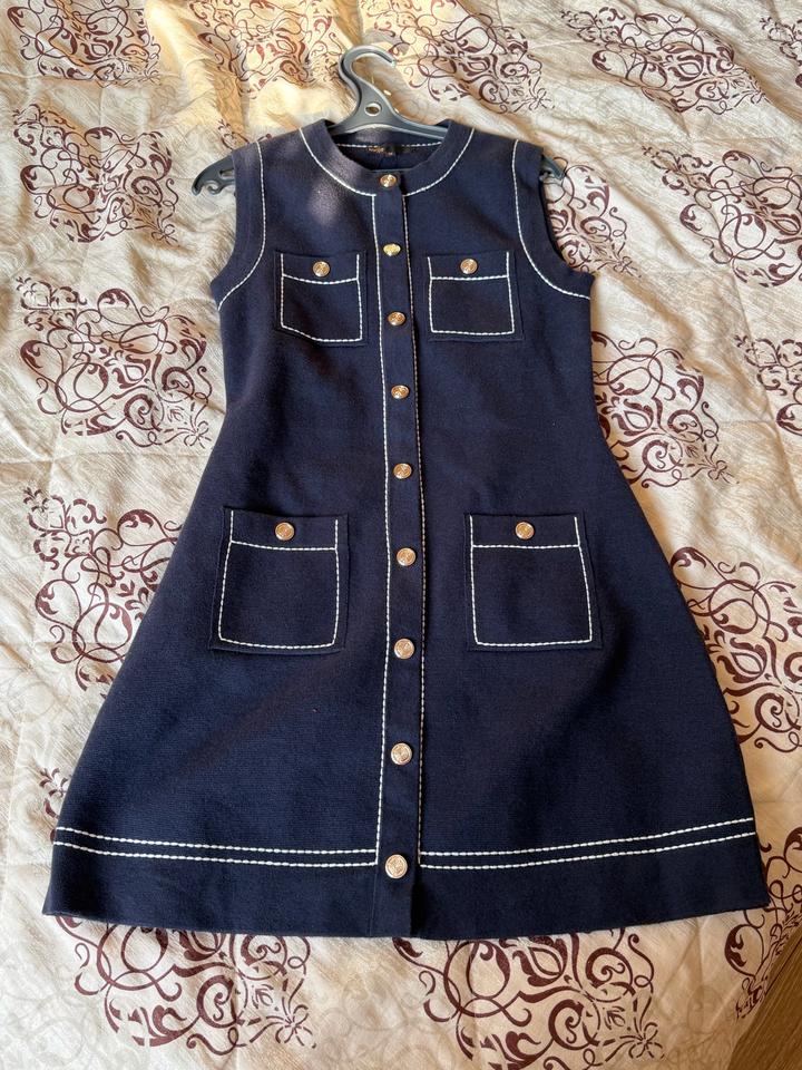 Темно-синее трикотажное платье maje