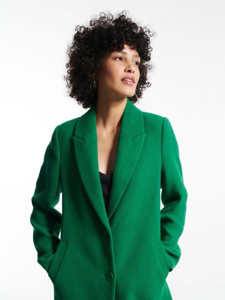 Пальто длинное зеленое