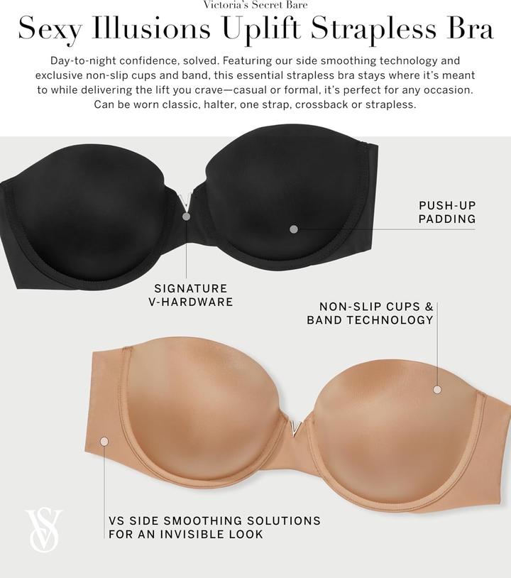 Чёрный бюстгальтер пуш-ап со съёмными лямкаии Victoria Secret 32D/70D