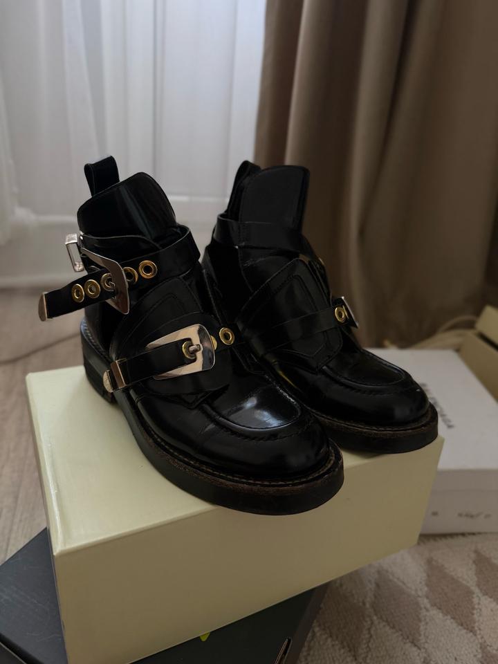 Черные ботинки balenciaga кожа натуральная