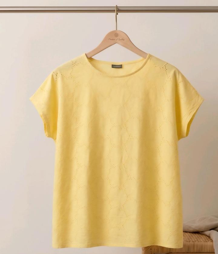 Легкая хлопковая блузка с перфорацией (кружево ришелье) plus size