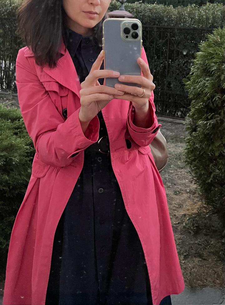 Винтажный Ярко-розовый тренч SAVAGE размер XS