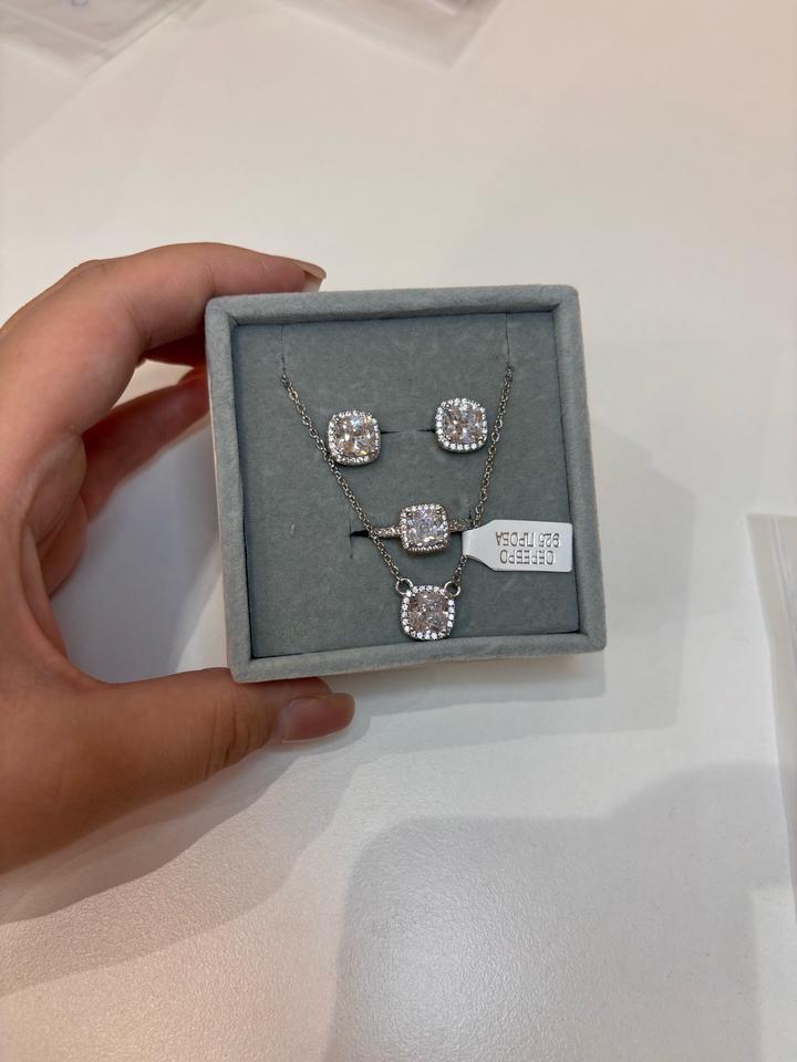 Серебро 925 комплект подвеска кольцо и серьги