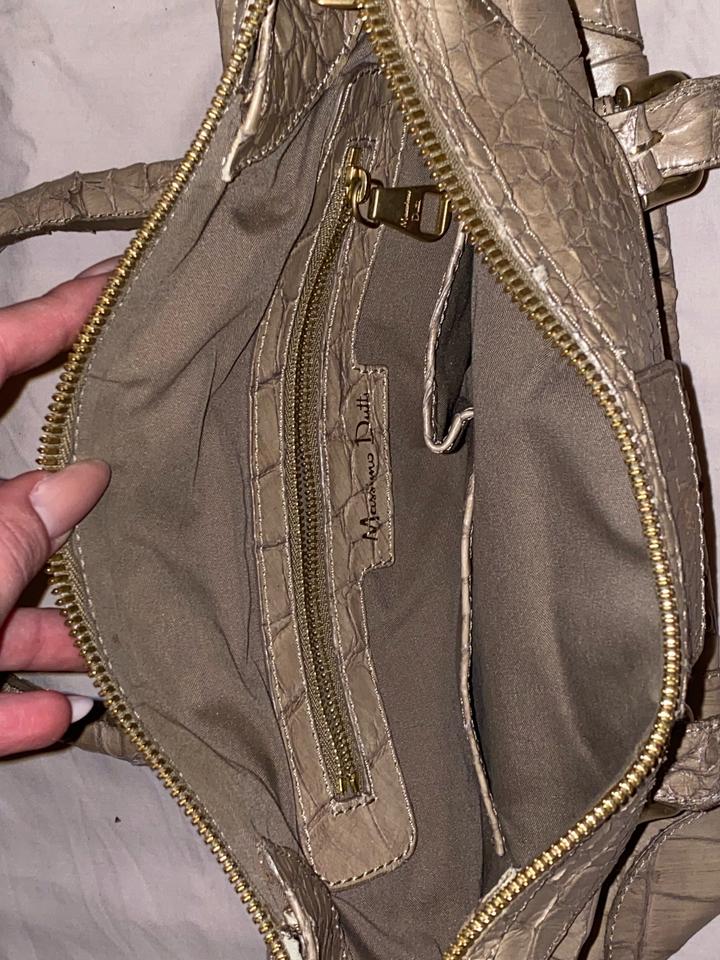 Сумка Massimo Dutti (бежево-коричневая, под крокодила)