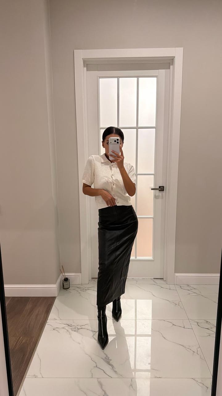 Юбка карандаш из эко кожи