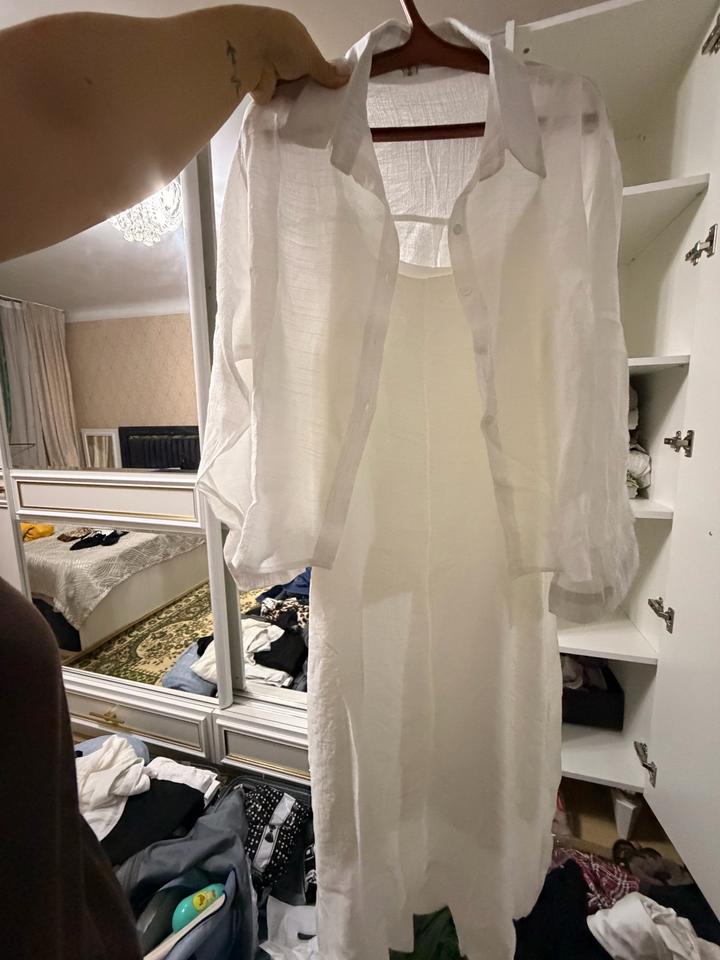 Белое платье на лямках с рубашкой от TGY’s Design