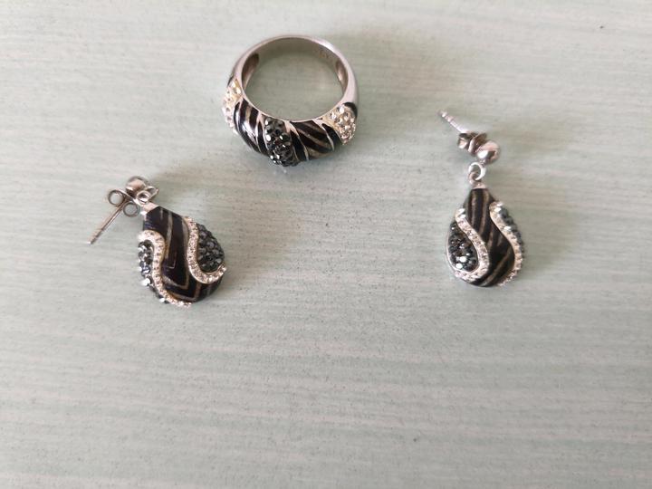 Комплект из серебра,эмали ,Свароски