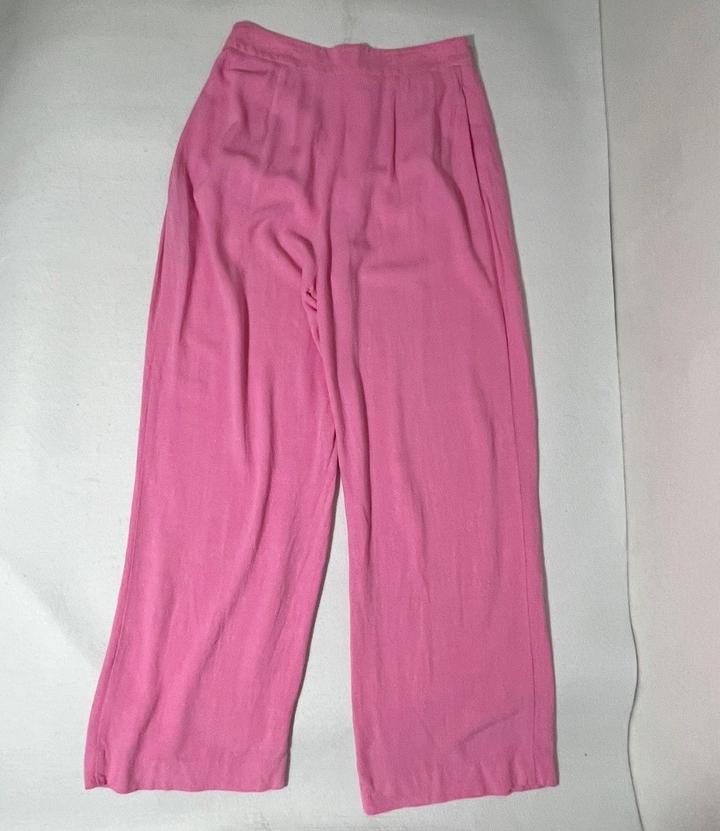 Брюки Asos р 44-46 (на талию 71-73 см) вискоза/лён розовые летние широкие wide
