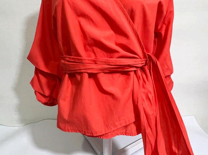 Блуза M 46 размер блузка коралловая рубашка рукав 3/4