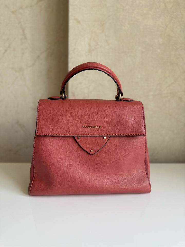 Оригинал COCCINELLE сумка в сафьяновой коже, терракотовый цвет