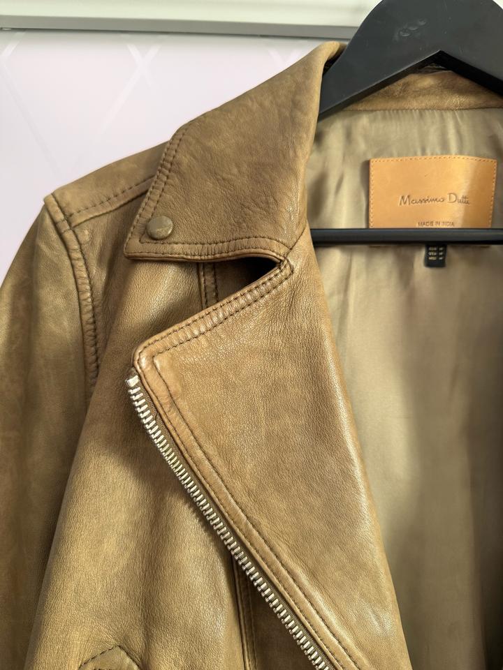Кожаная куртка Massimo Dutti, хаки
