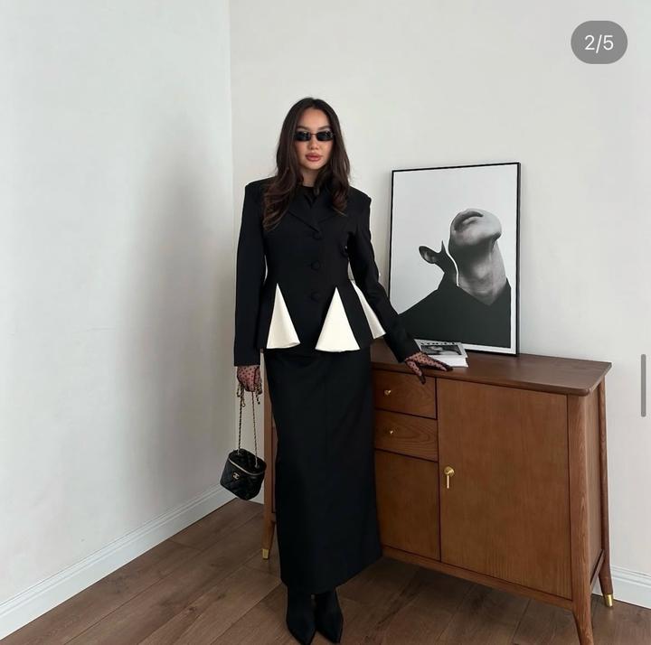 Двойка пиджак с юбкой макси