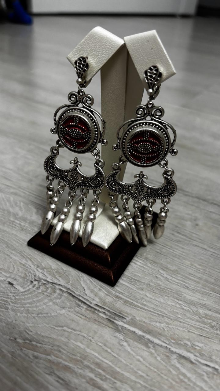 Национальный серьги из серебра проба 925