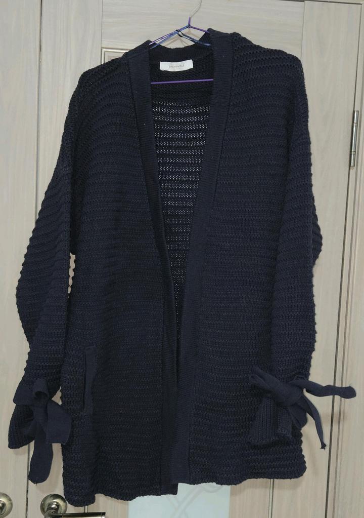 Темно синий кардиган, крупной вязки Promod