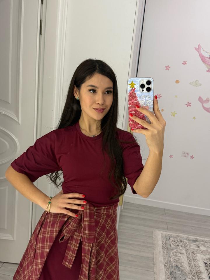 Платье с баской (Бордо! )Новый! Размер стандарт