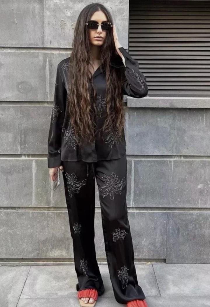 Zara костюм двойка пижамного стиля