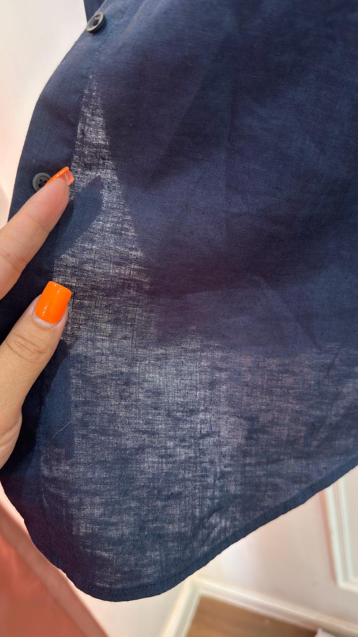 Рубашка синяя лён Uniqlo