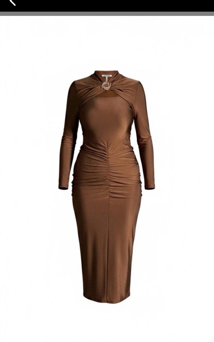 Шоколадное миди платье с эффектом коррекции