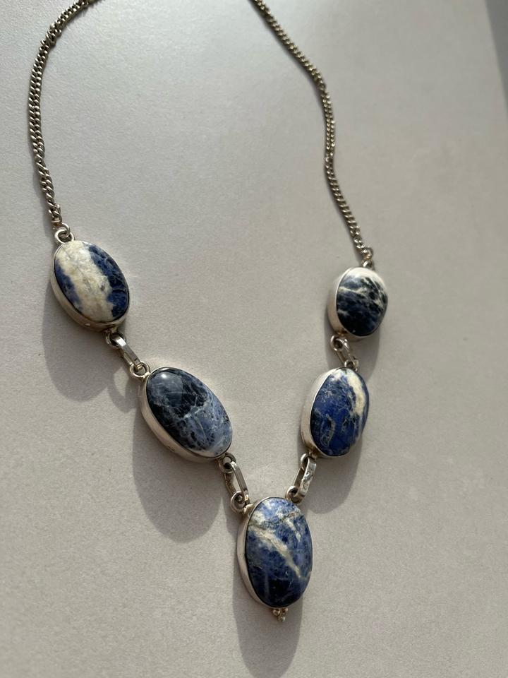Винтажное колье с натуральными камнями Содалит