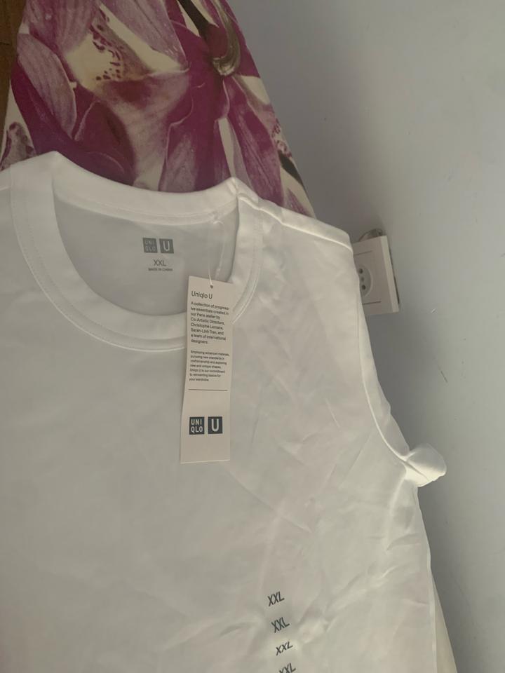 Белая футболка Uniqlo хлопок свободная free size