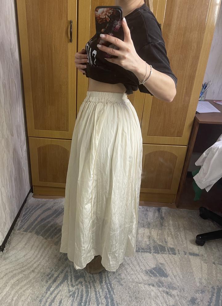 Юбка из ткани жатка цвета Айвори