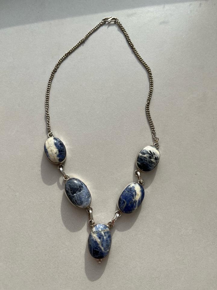 Винтажное колье с натуральными камнями Содалит