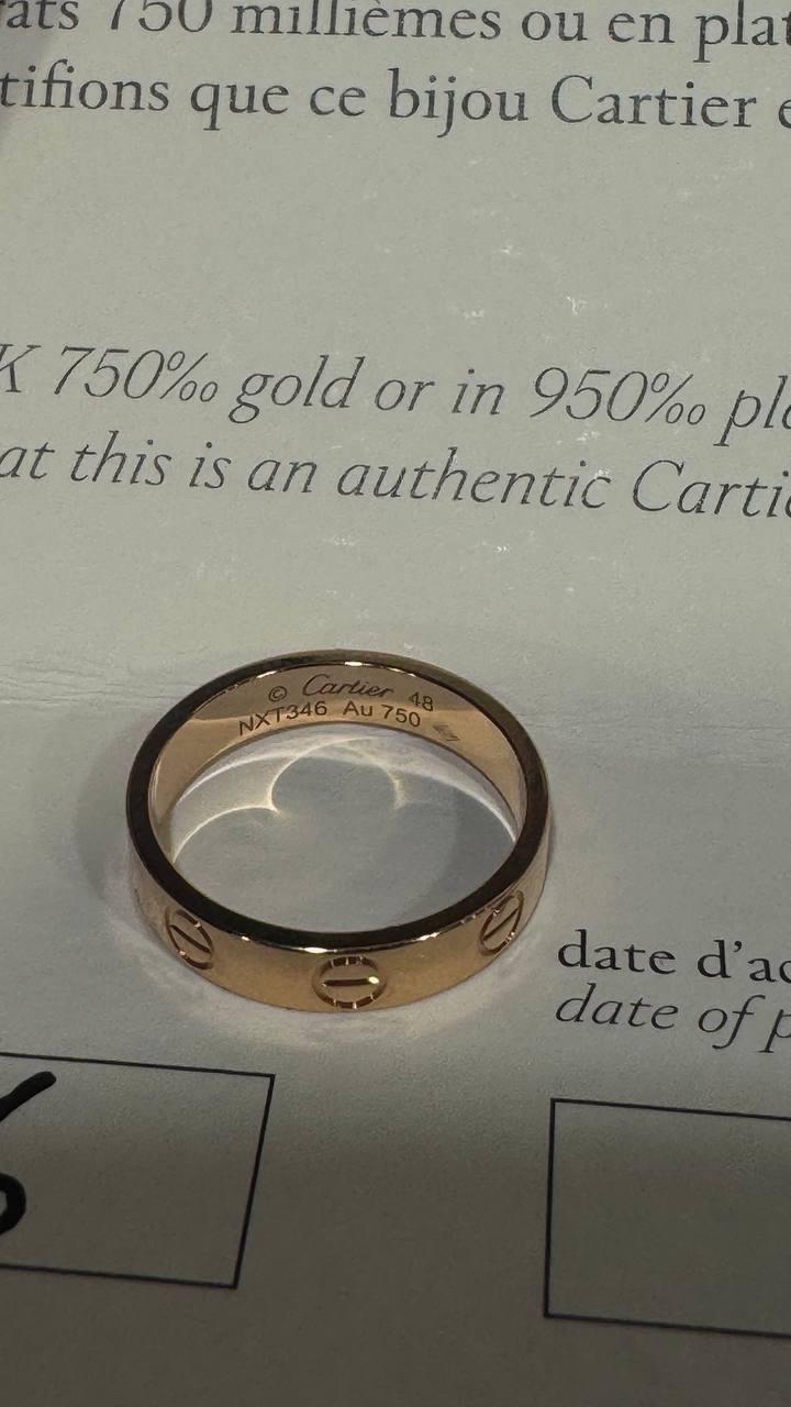 Подлинное кольцо Cartier Love 48 размер